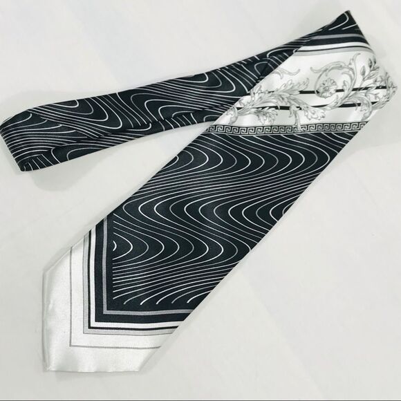 Prime Time Pattern Tie Black White Gray - Picture 3 of 8